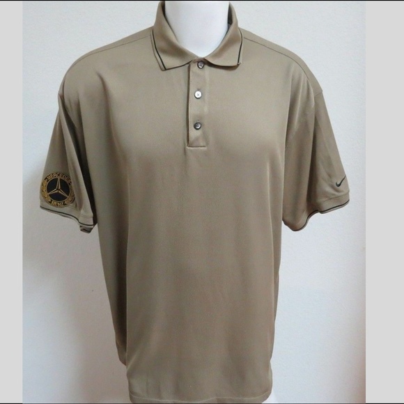 2XL Brown Tipped Nike Dri-Fit Men db #EE Golf Polo